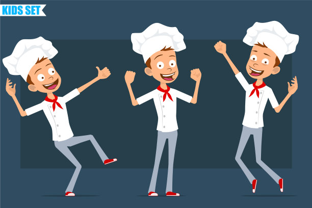 卡通平面厨师厨师男孩角色设置图片下载