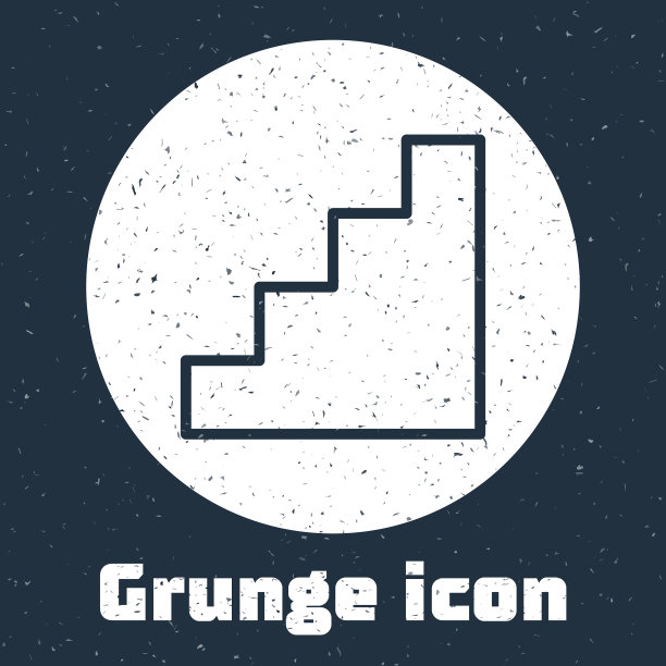 Grunge线楼梯图标孤立在灰色图片下载
