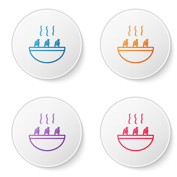 颜色线汤与虾的图标孤立图片下载