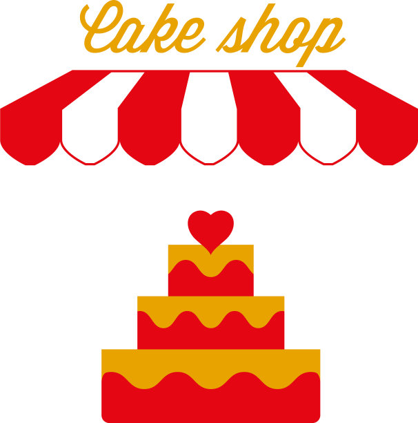 面包店蛋糕店标志红白相间图片下载