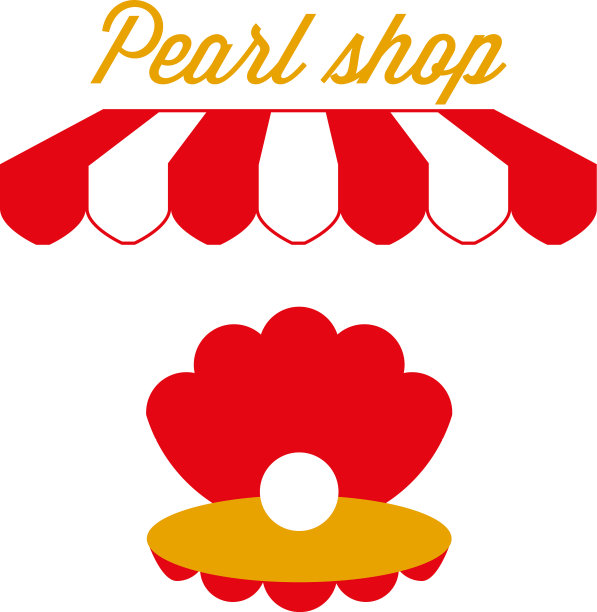 珍珠店标志标志红白条纹图片下载