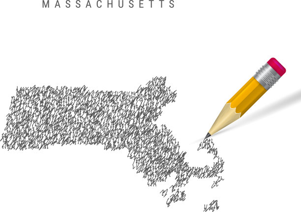 马萨诸塞州的草图，潦草的地图孤立上图片下载