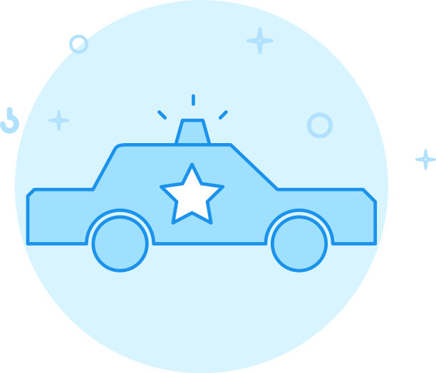 警察巡逻车平面图标填充线条风格图片下载