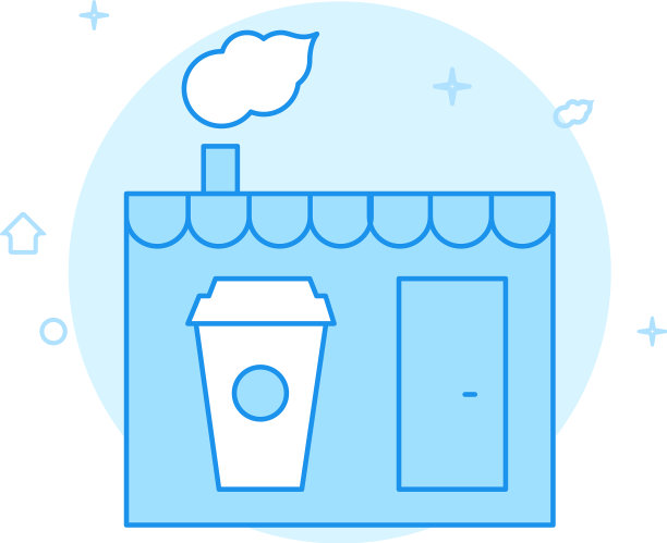 咖啡店咖啡亭平面图标填充线条风格图片下载