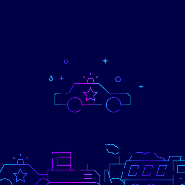 警用巡逻车的斜线图标呈黑色图片下载