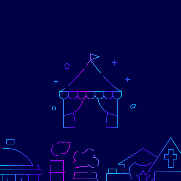 夏皮托马戏团帐篷的斜线上有一个黑色的图标图片下载