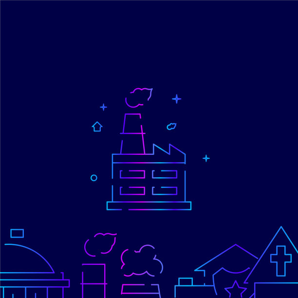 工厂烟囱的烟线渐变图标图片下载