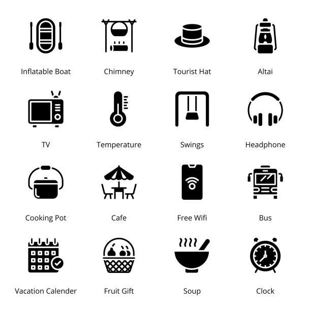 旅游和旅游字形图标-固体，向量图片下载