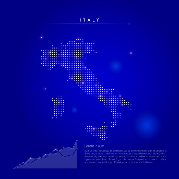 意大利照明地图与发光点深蓝色图片下载