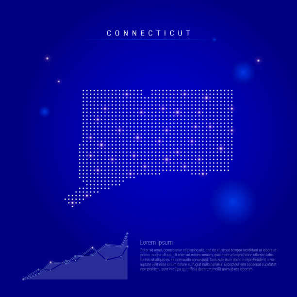 美国康涅狄格州的发光照明地图图片下载