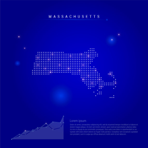 美国马萨诸塞州的照明地图图片下载