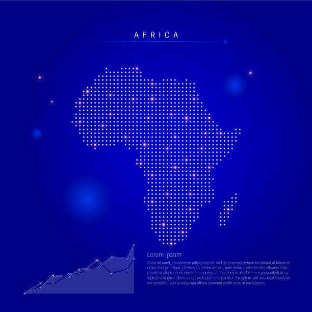 非洲照明地图与发光点黑暗图片下载