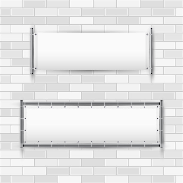 白色乙烯基横幅与扣眼放置图片下载