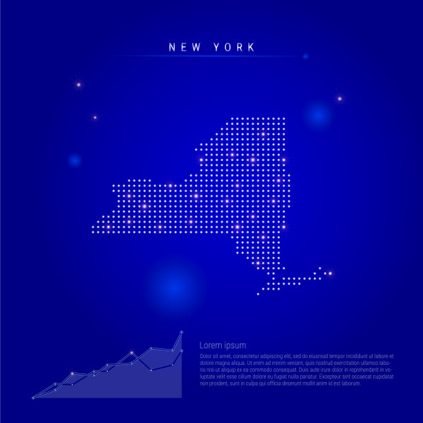 美国纽约州的发光照明地图图片下载