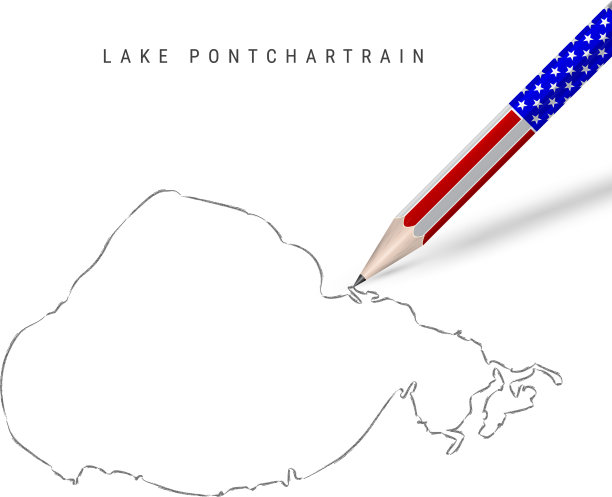 湖庞恰特雷恩地图铅笔素描湖图片下载