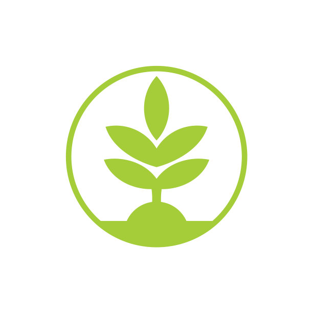 简单的几何绿色植物圆形标志图片下载