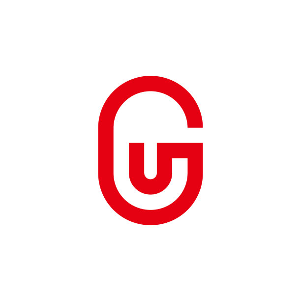 字母GU简约几何线条符号标志图片下载
