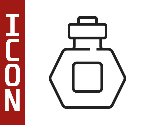 黑色线条香水图标孤立在白色背景。向量图片下载