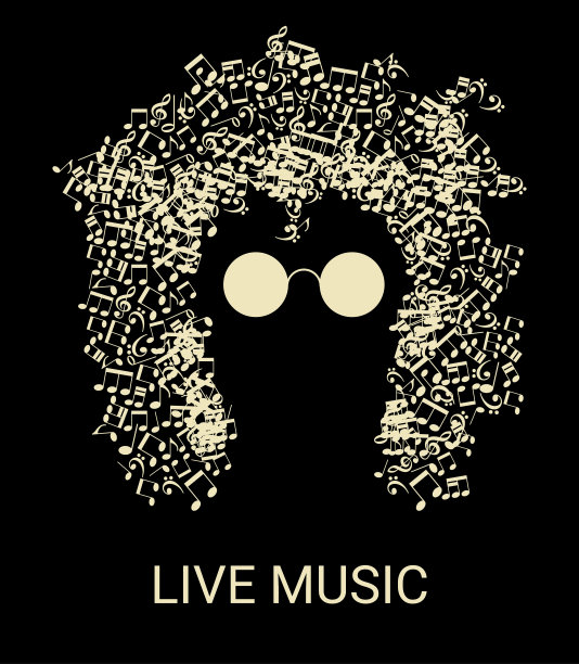 人的脸是由音符组成的。音乐的概念。矢量图图片下载