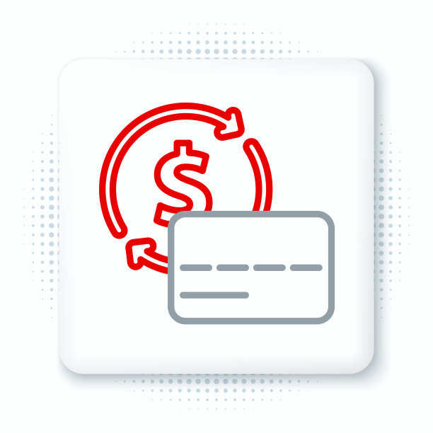 Line信用卡图标隔离在白色背景。在线支付。取现。金融业务。购物的迹象。色彩斑斓的轮廓的概念。向量图片下载