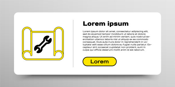 工程图纸和扳手图标隔离在白色背景上。色彩斑斓的轮廓的概念。向量图片下载