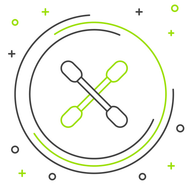 用棉签擦拭耳朵，图标隔离在白色背景上。色彩斑斓的轮廓的概念。向量图片下载