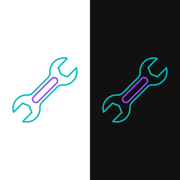 线扳手扳手图标隔离在白色和黑色背景上。彩色轮廓概念。向量图片下载