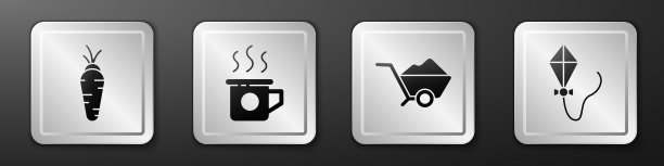 放置胡萝卜杯茶手推车与泥土和图片下载