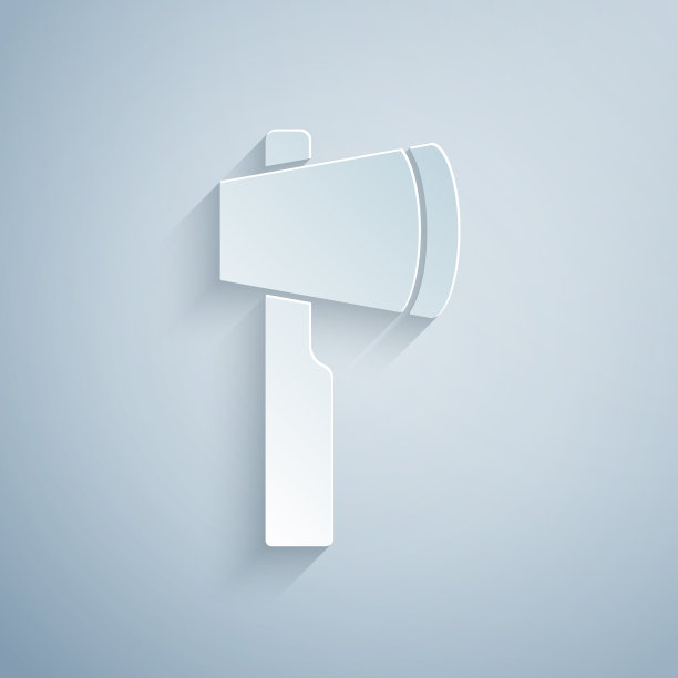 剪纸木斧图标孤立在灰色图片下载