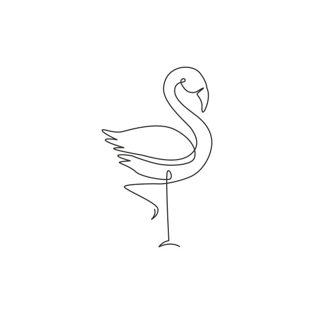 一条线画着奇异的火烈鸟图片下载