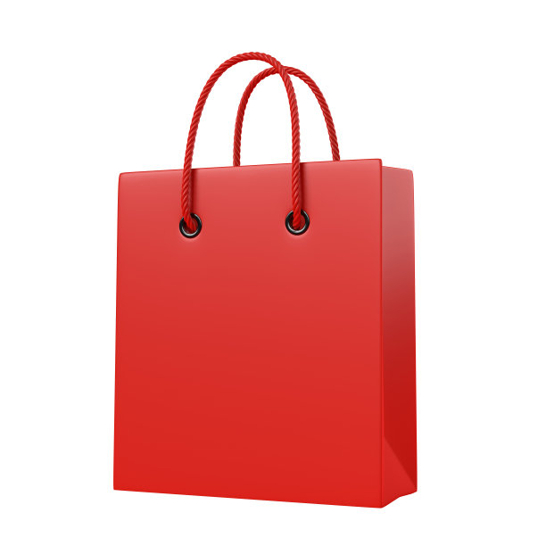 空红色购物袋孤立的白色背景图片下载
