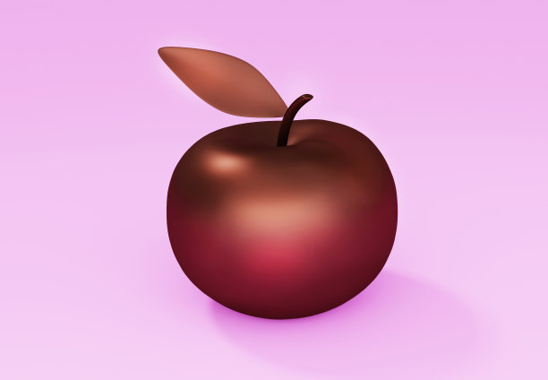 粉色背景上的巧克力苹果，3d渲染图片下载