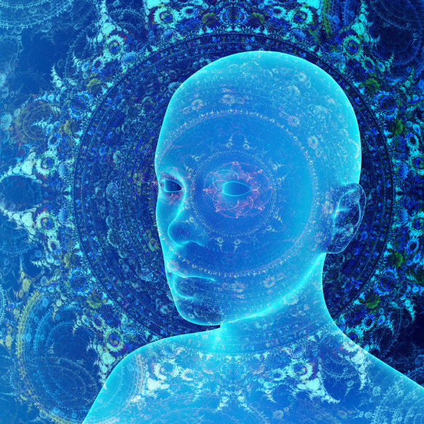 灵魂或意识的概念，了解自己，主宰，彩色人类模型，3d渲染图片下载