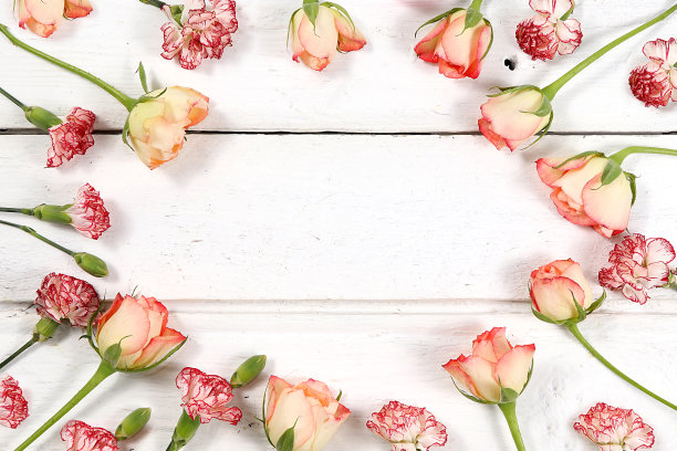 摘要春季贺卡以情人节、妇女节或母亲节为背景。创意现代花束，简约的节日概念，生日快乐，给爱的人的礼物，横幅，图片下载