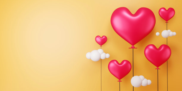 情人节概念背景，爱卡，3d渲染。图片下载