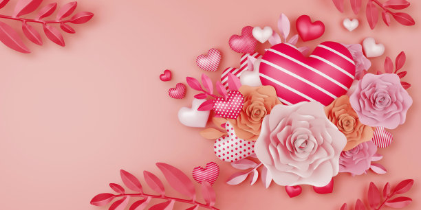 情人节概念背景，爱卡，3d渲染。图片下载