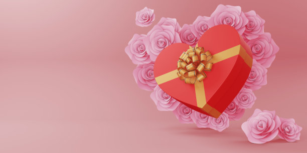 情人节概念背景，爱卡，3d渲染。图片下载