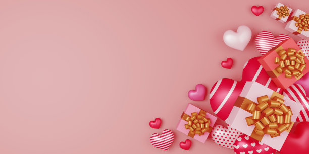 情人节概念背景，爱卡，3d渲染。图片下载