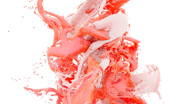 白色和红色油漆飞溅孤立的白色背景图片下载