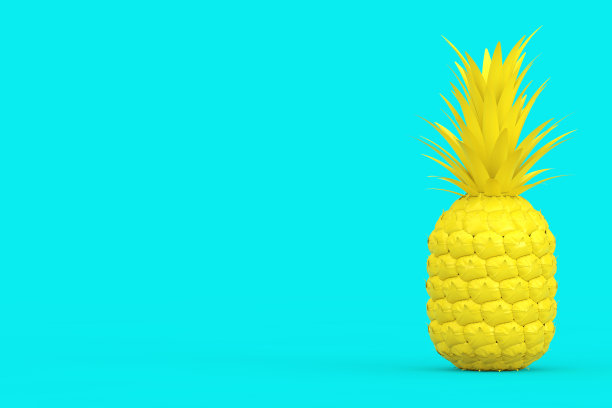 黄色新鲜成熟的热带健康营养菠萝水果。3d渲染图片下载