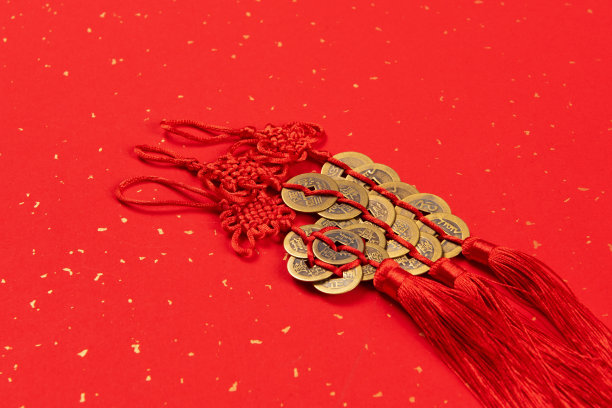 中国新年的硬币装饰春节图片下载