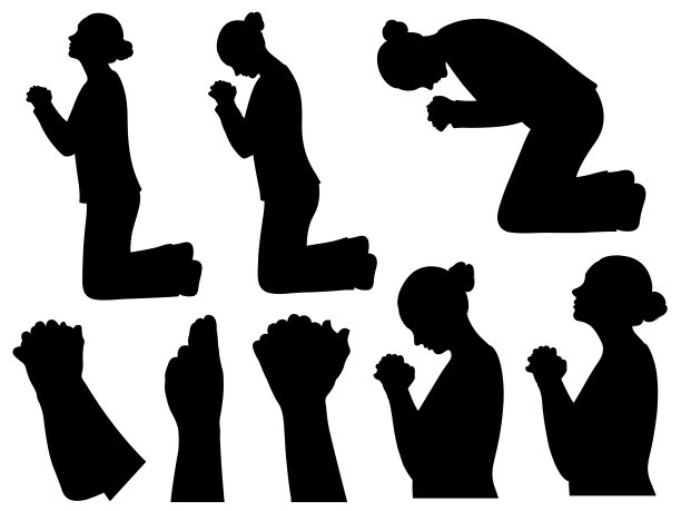 一组不同的祈祷妇女图片下载