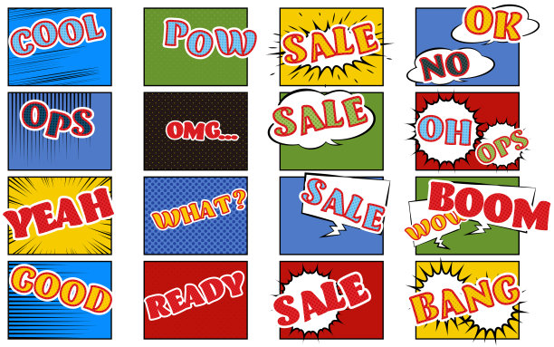 卡通模板，效果和背景，设置与语音气泡图片下载