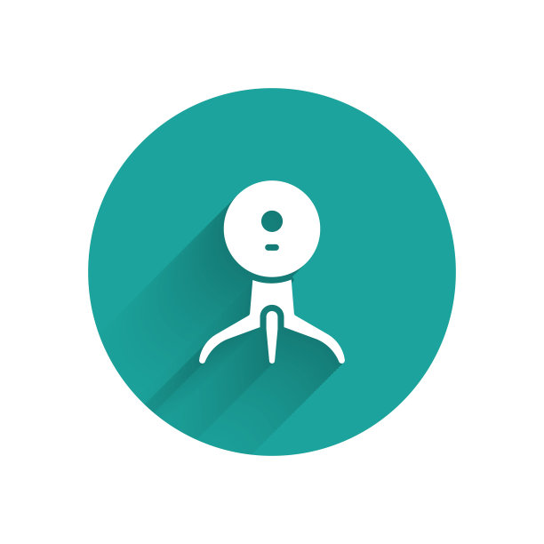 白色网络摄像头图标孤立与长阴影图片下载