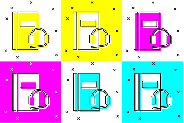 设置音频书图标孤立的颜色背景图片下载