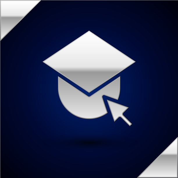 银色毕业帽上的地球仪图标孤立上图片下载