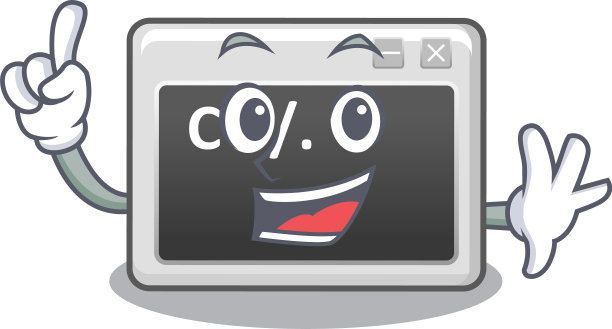 吉祥物卡通中的一个手指命令窗口图片下载