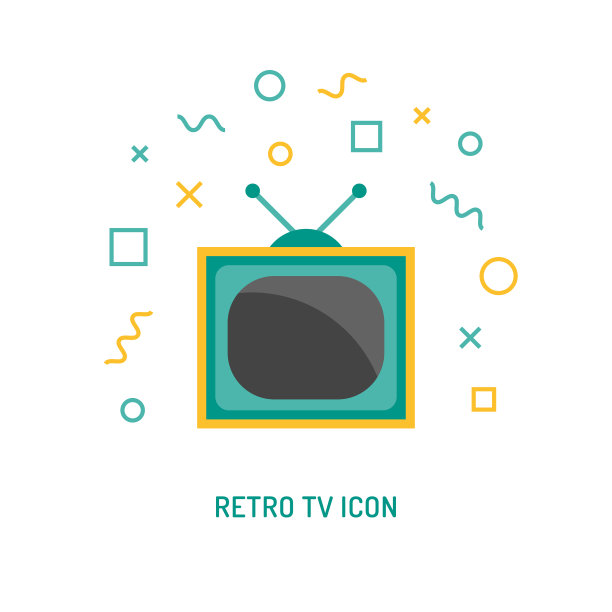 电视机家用电器平面图标图片下载