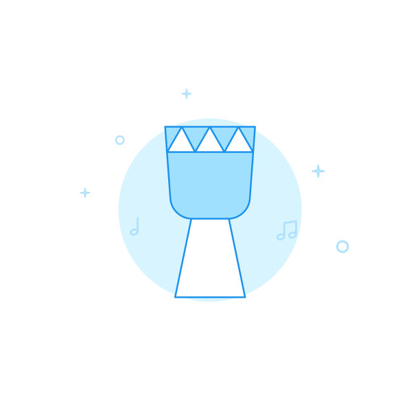 印度鼓平图标填充线条风格的蓝色图片下载