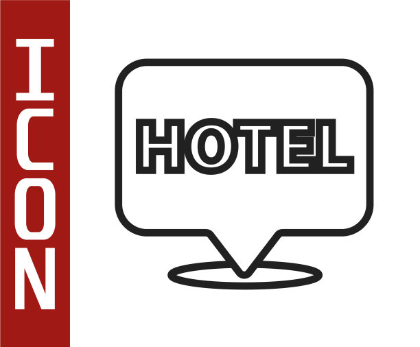 黑线位置酒店图标孤立在白色上图片下载